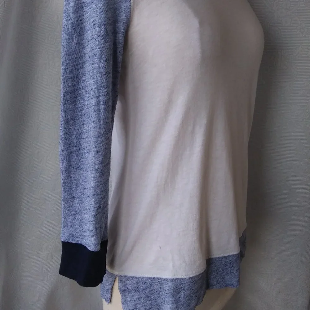 J. Crew | Navy and Soft White Baseball Tee | S